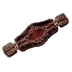XpandGirth in brown leather with brown medical sheepskin protector